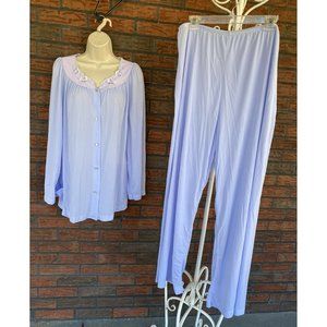 Shadowline Set 2 Pc 44 XL Lounge Pants Sleep Shirt Embroidery Detail All Nylon